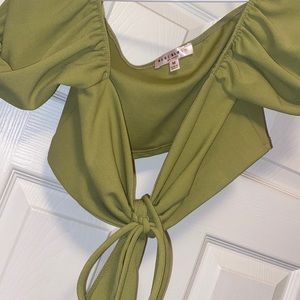 Green cut out dress open back Boutique Medium